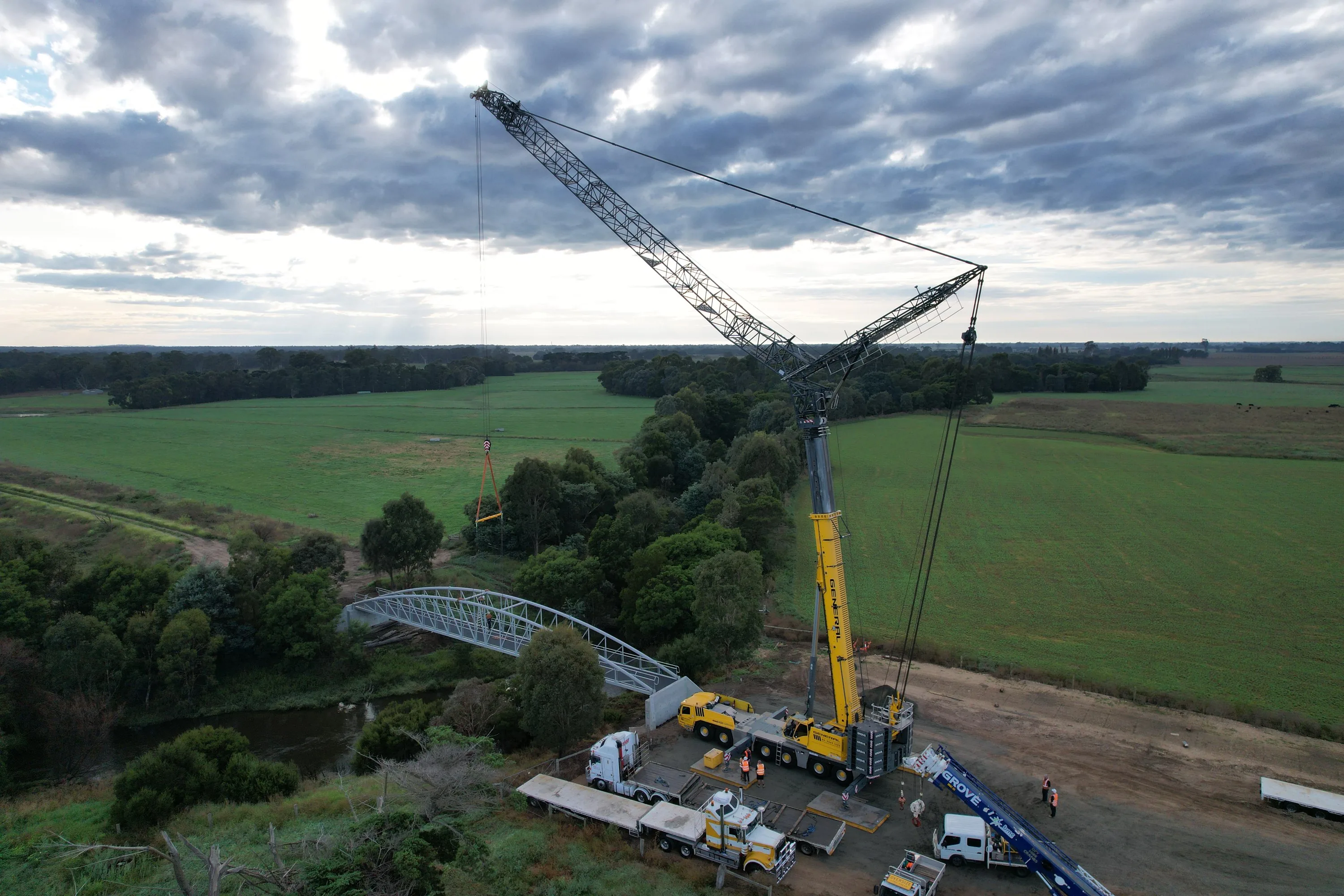 Crane lift on rural project